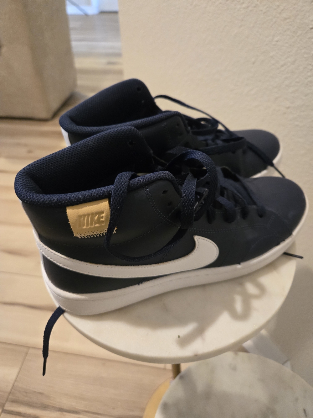 Nike Navy High-Top Sneakers with White Swoosh